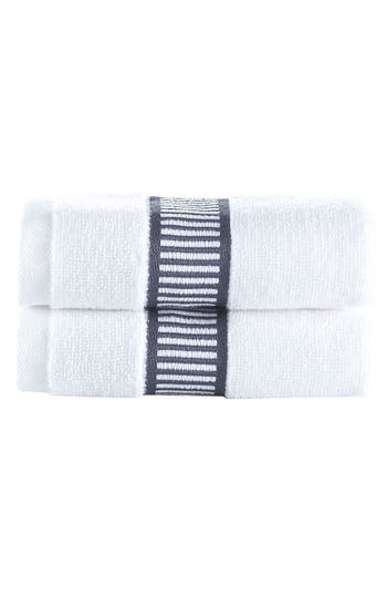 Shop Brooks Brothers Fancy Border 2-pack Turkish Cotton Bath Towels In Anthracite