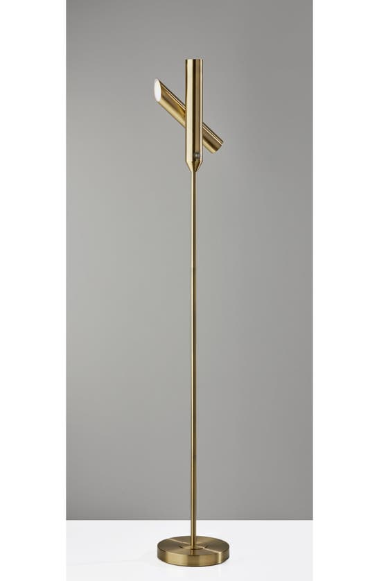 Adesso Lighting Vega Led Torchiere Floor Lamp In Antique Brass