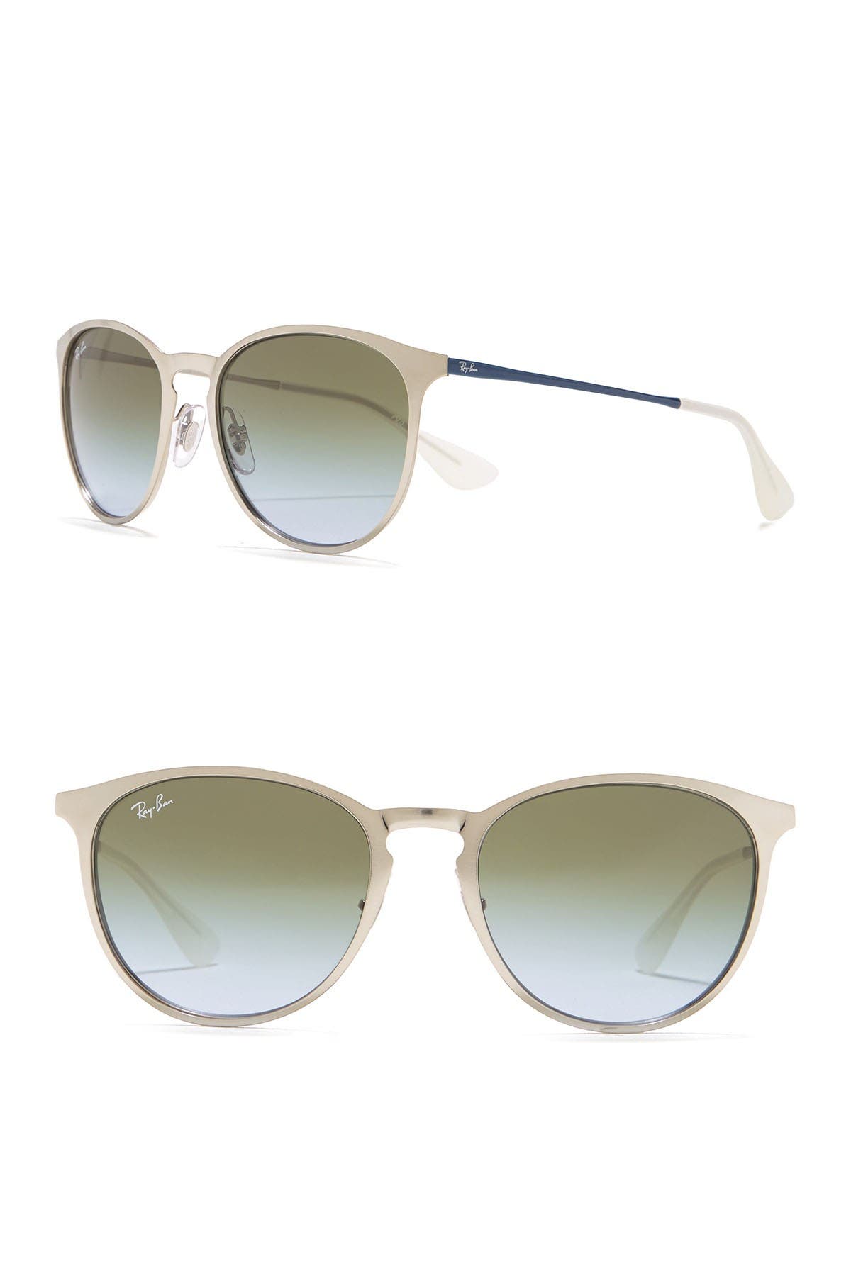 Ray Ban 54mm Erika Round Sunglasses In Silver Blue