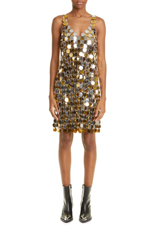 paco rabanne Aubrey Sleeveless Paillette Dress in Silver/Gold