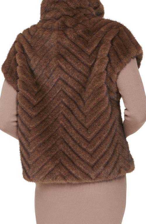 Shop Cole Haan Signature Chevron Faux Fur Vest In Taupe