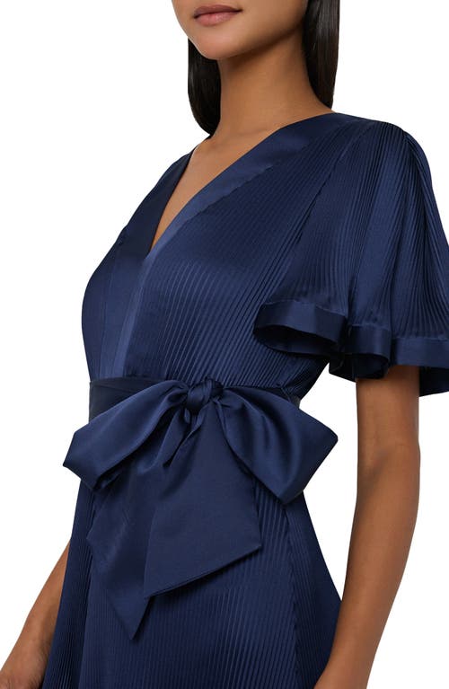 Shop Milly Ellie Belted Plissé Minidress In Navy