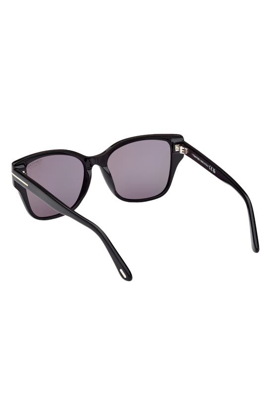 Shop Tom Ford Elsa 55mm Polarized Butterfly Sunglasses In Shiny Black / Smoke