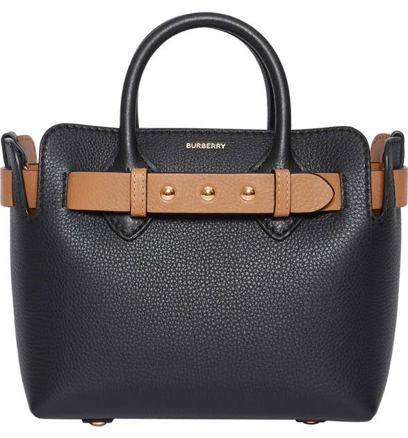 Click to view more detailed imagery on our partner's website Burberry Mini Belt Triple Stud Leather Tote - Black