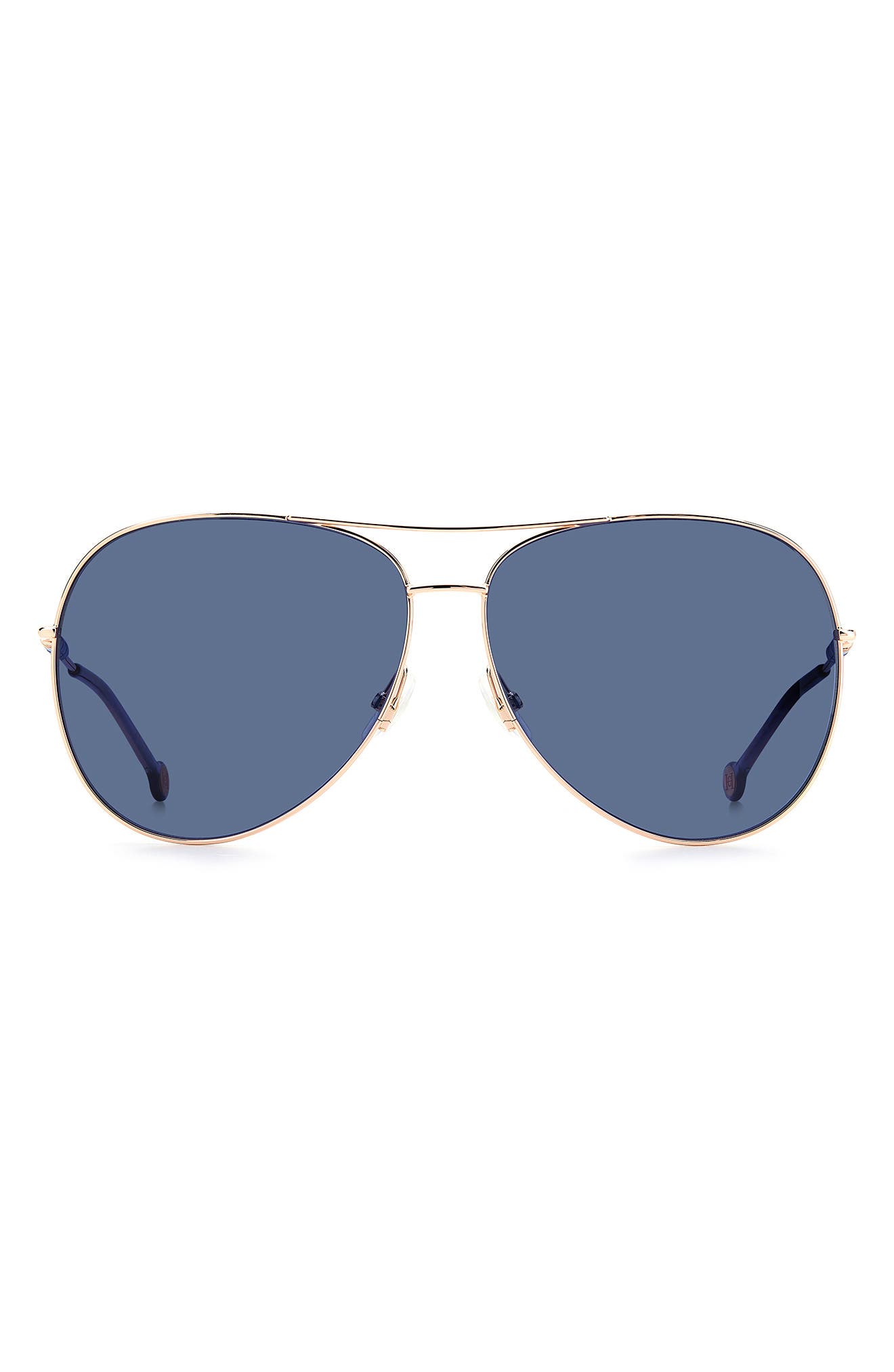Carolina Herrera 64mm Aviator Sunglasses in Gold Copper /Blue at Nordstrom
