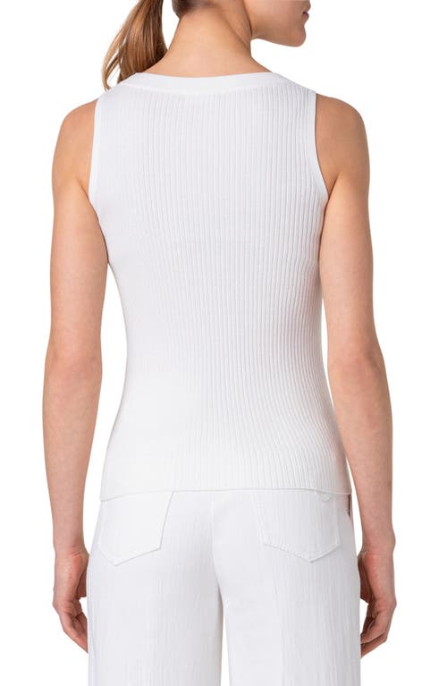 Akris Punto Crewneck Cotton Rib Tank Top In Cream