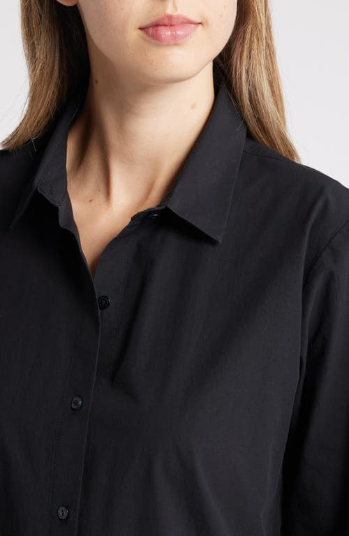 Eileen Fisher Button-down Poplin Shirt In Black