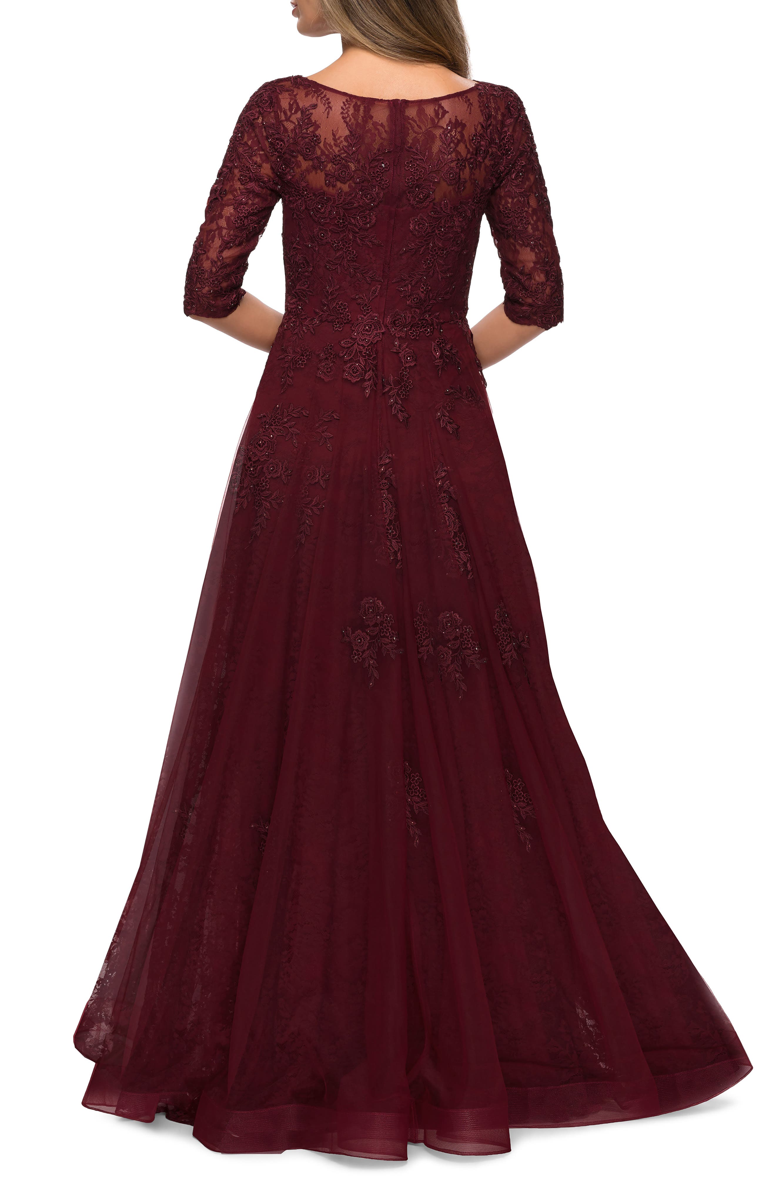 La Femme Floral Lace \u0026 Tulle Gown 
