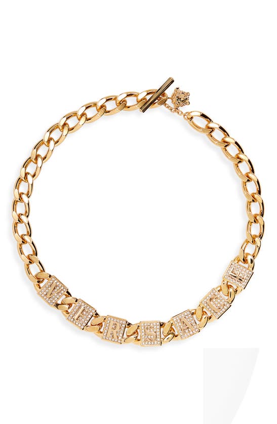 Versace Gold Crystal Tiles Necklace | ModeSens