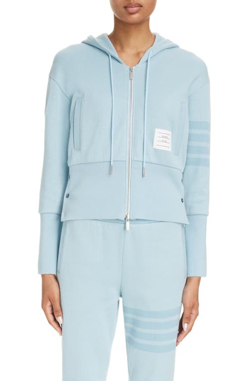 Thom Browne 4-Bar Blouson Zip-Up Cotton Knit Hoodie Light Blue at Nordstrom, Us