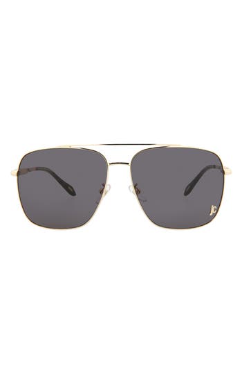 Just Cavalli Aviator-frame Metal Sunglasses In Gold Gold Smoke