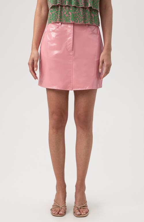 Shop Trina Turk Mod Faux Leather Miniskirt In Pink Dawn