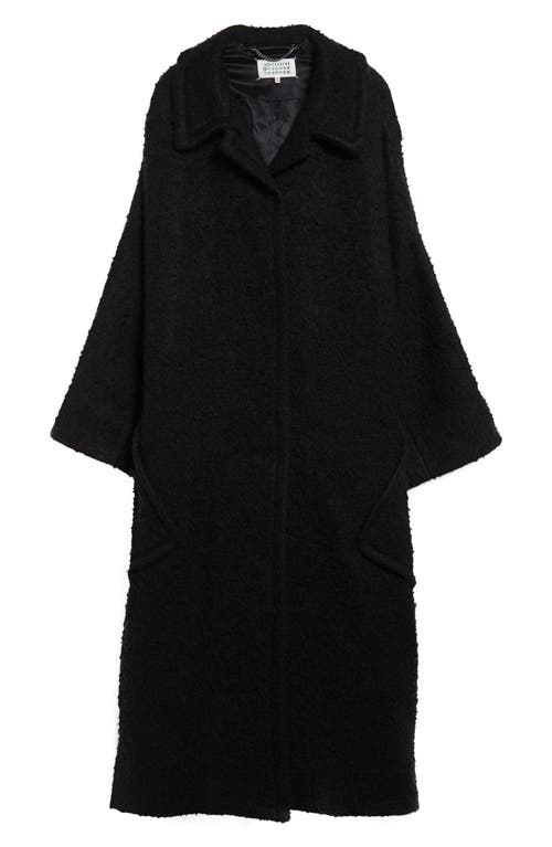 Shop Maison Margiela Longline Bouclé Coat In Black