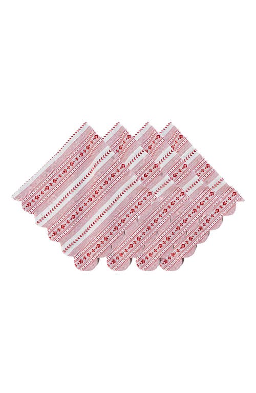 Shop Juliska Villa Stripe Set Of 4 Napkins In Red