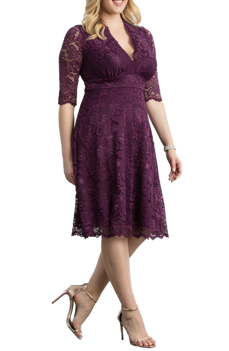 KIYONNA Mademoiselle Lace A-Line Dress, Main, color, BERRY BLISS