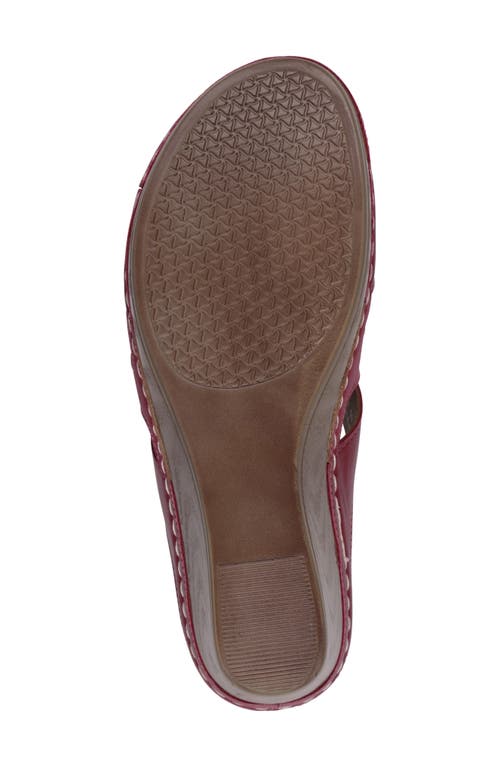 Gc Shoes Spring Red Open Toe Triple Band Flower Wedge Sandals In Red