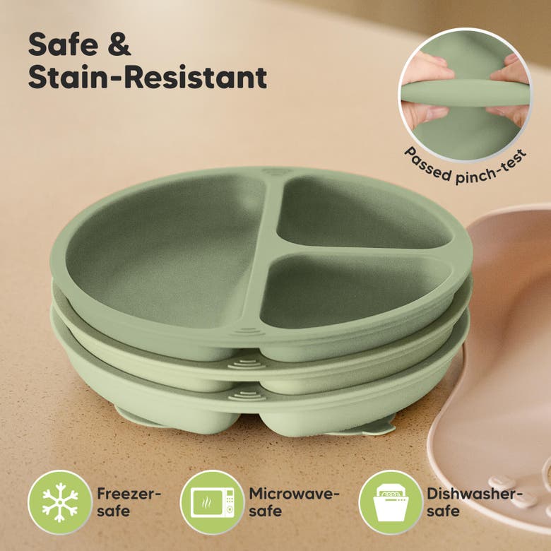 Shop Keababies 3-pack Prep Silicone Suction Plates In Sage
