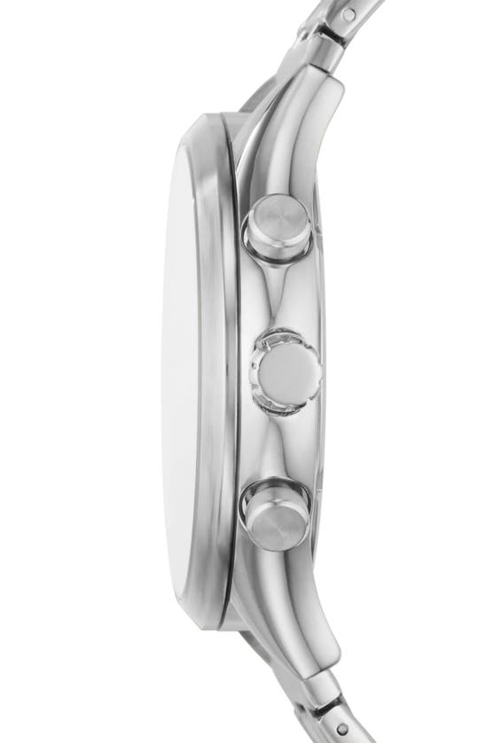 Shop Fossil Fenmore Three-hand Quartz Stainless Steel Bracelet Watch, 44mm In Silver/blue