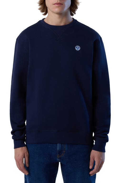 Logo Embroidered Cotton Sweatshirt in Navy Blue