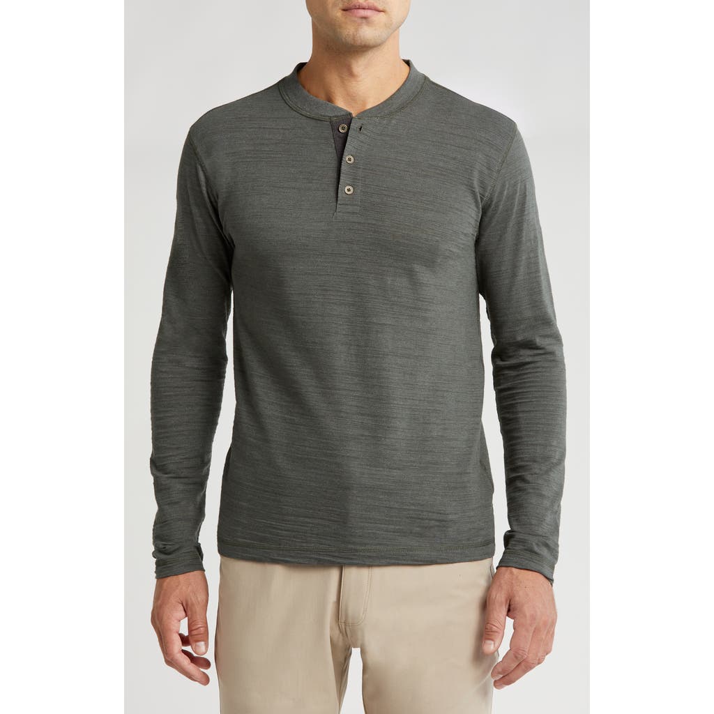 Shop Vintage 1946 Slub Jersey Knit Long Sleeve Henley In Deep Forest Heather