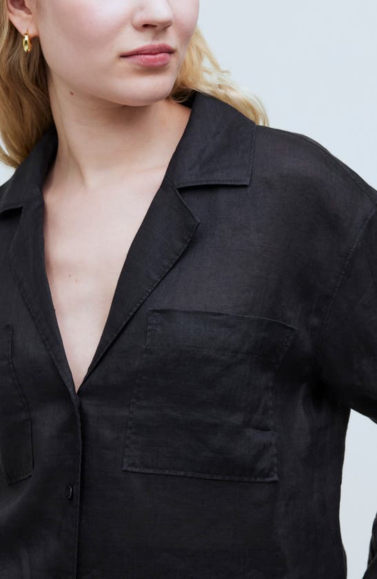 Shop Madewell Resort Ramie Button-up Shirt In True Black