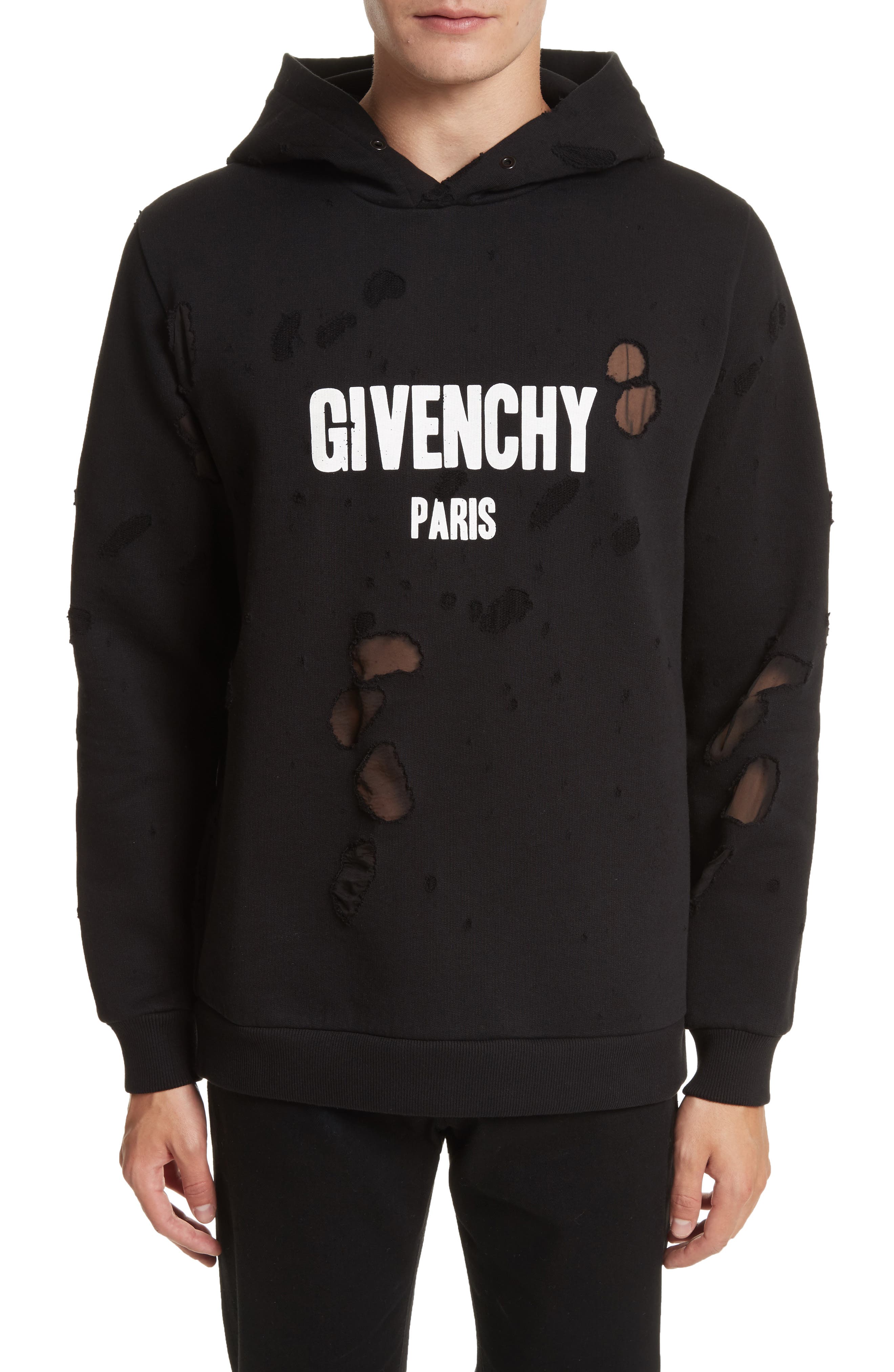 Givenchy Logo Distressed Hoodie | Nordstrom