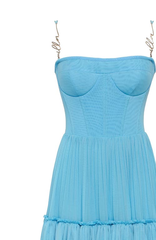 Shop Milla Sky-blue Spaghetti Strap Pleated Maxi Dress