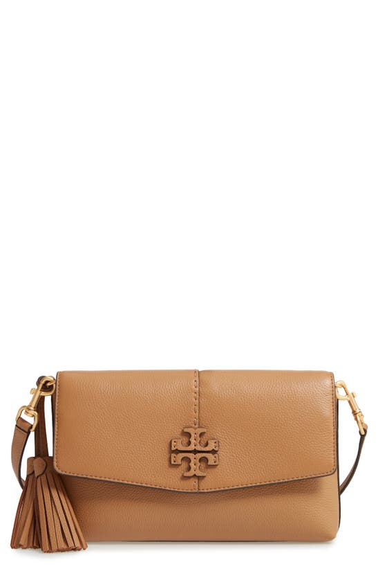 Shop Tory Burch Mcgraw Leather Crossbody Bag In Tiramisu