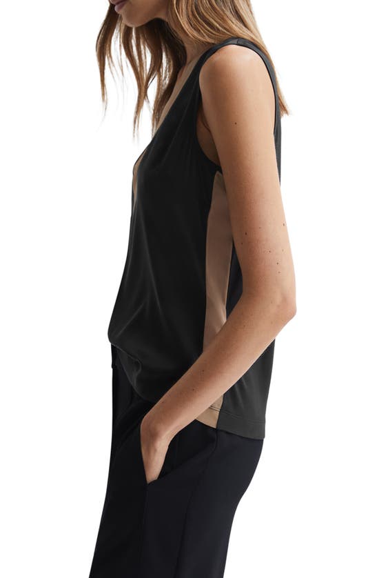 Shop Reiss Pipa Colorblock Sleeveless Stretch Silk Top In Nude/black