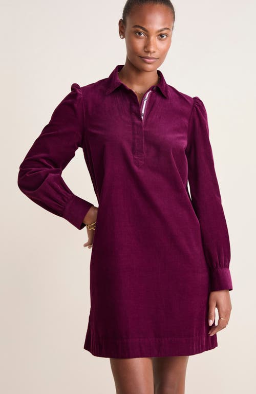 Shop Vineyard Vines Long Sleeve Cotton Corduroy Popover Dress In Dark Plum