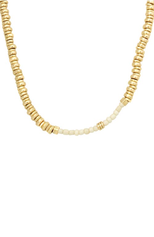 Shop Allsaints Beaded Strand Necklace In White/gold