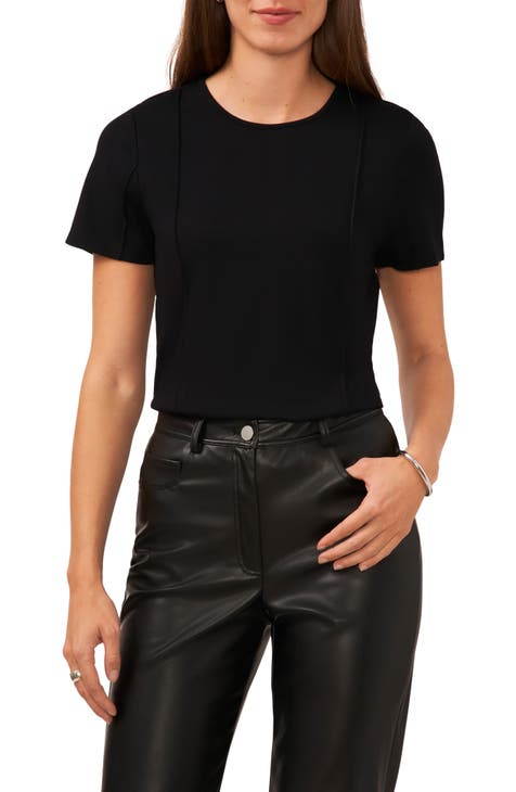 LUCKY BRAND Washed Black Plus V-neck Seamed Thermal Top