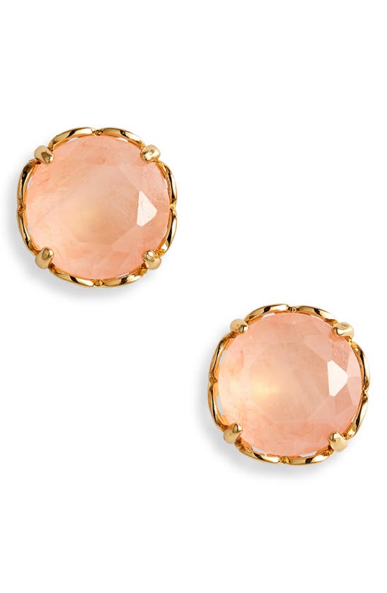 Shop Kate Spade Crystal Round Stud Earrings In Pink Quartz