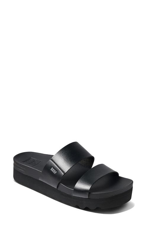 Reef Women's Cushion Vista Hi Slip-on Platform Slide Sandals In Black/black
