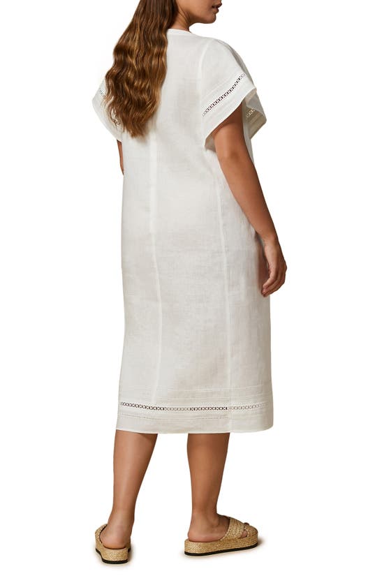 Shop Marina Rinaldi Bartolo Linen Midi Dress In White