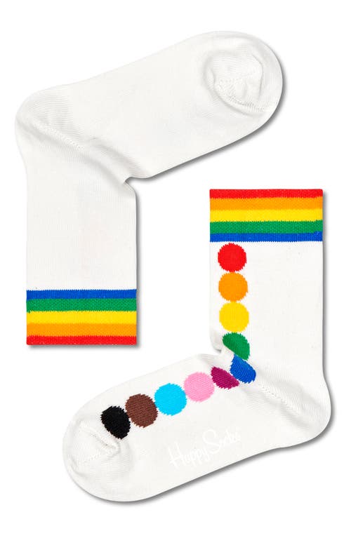 image Happy Socks Kids' Pride Dot Crew Socks In White/multi At Nordstrom, Size 12-24 M