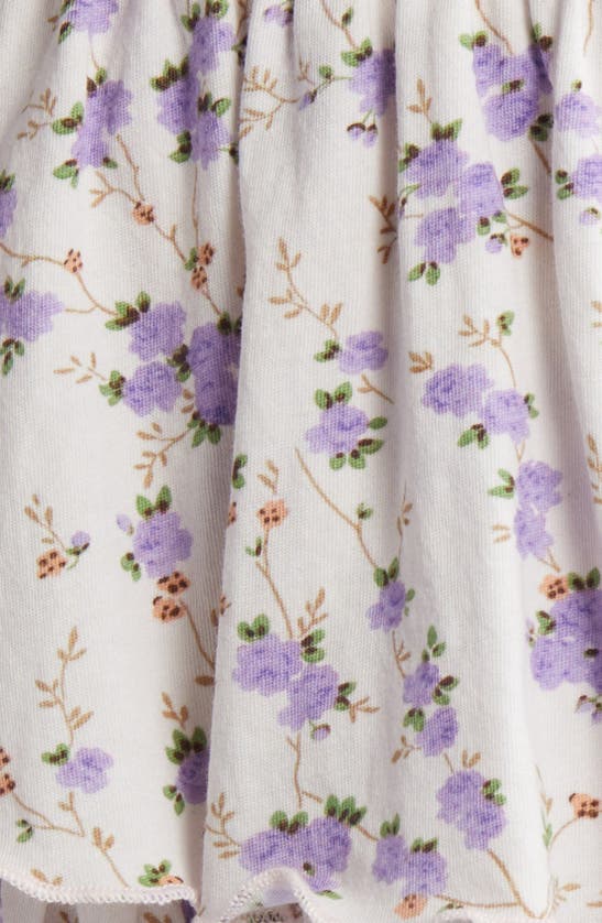 Shop Loveshackfancy Floral Tiered Cotton Miniskirt In Dusty Lavender