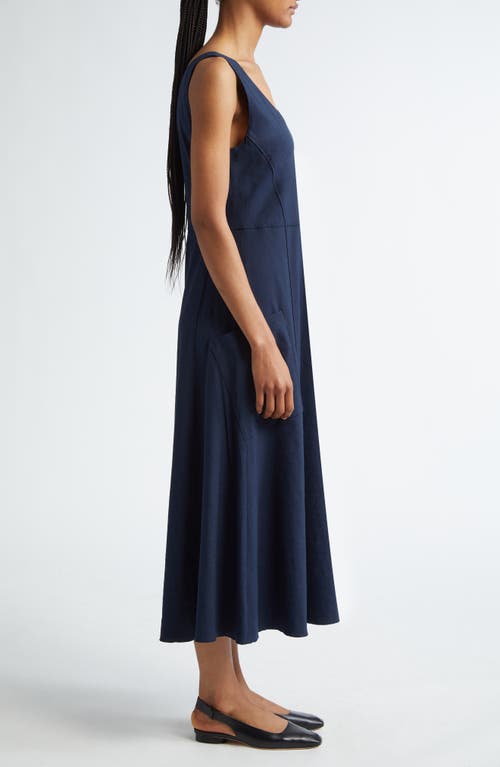 Vince Relaxed Sleeveless Linen Blend Midi Dress In Coastal Blue