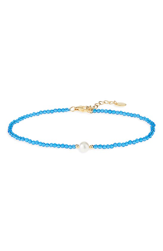 Shop Argento Vivo Sterling Silver Bead & Imitation Pearl Bracelet In Gold/blue