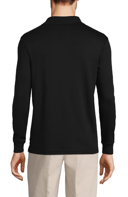 Shop Lands' End Long Sleeve Cotton Supima Polo Shirt In Black