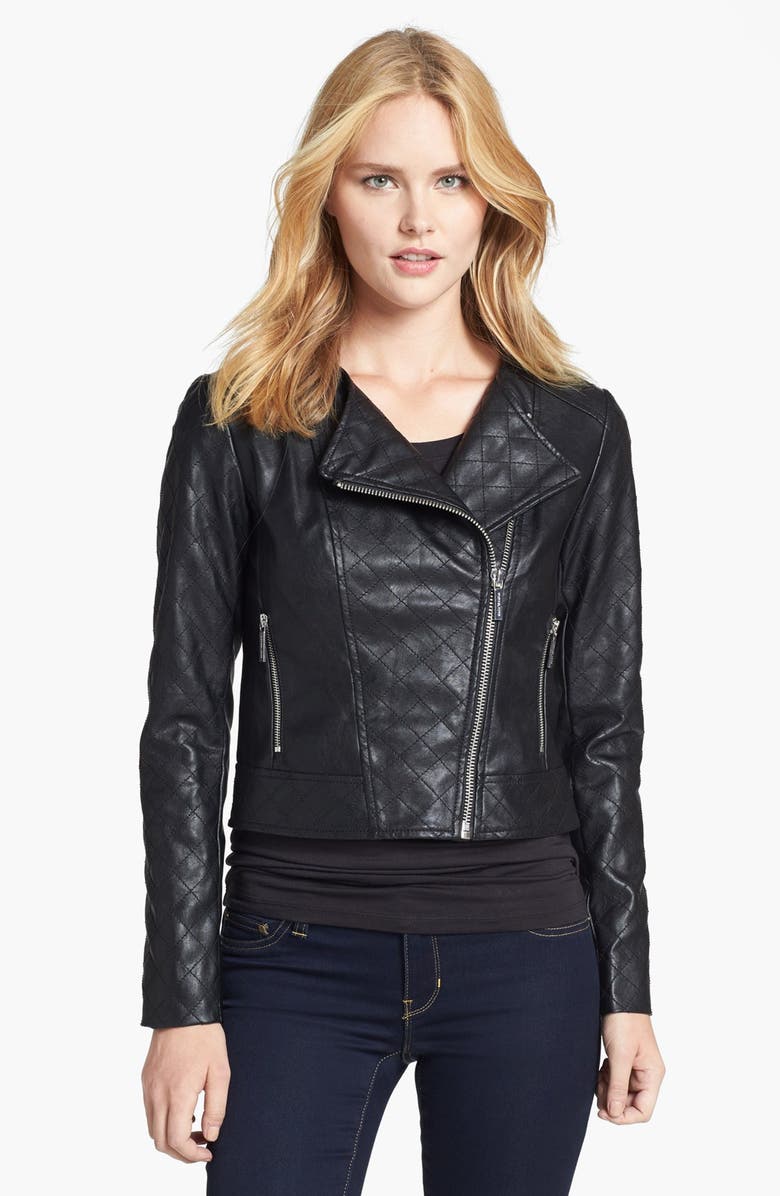 MICHAEL Michael Kors Faux Leather Quilted Moto Jacket | Nordstrom
