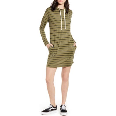Billabong So Easy Long Sleeve Hoodie Minidress, Green