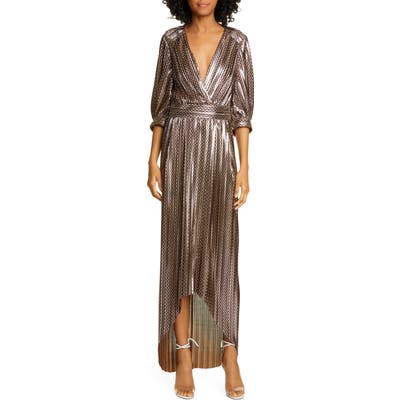 Ba & sh Pacey Metallic Zigzag Stripe Maxi Dress, Metallic