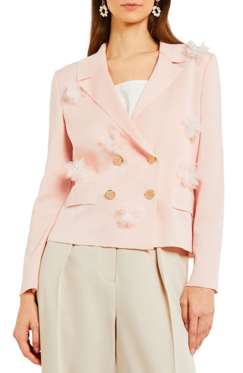 Misook Heritage Flower Gauze Double Breasted Blazer Porcelain Pink at Nordstrom,