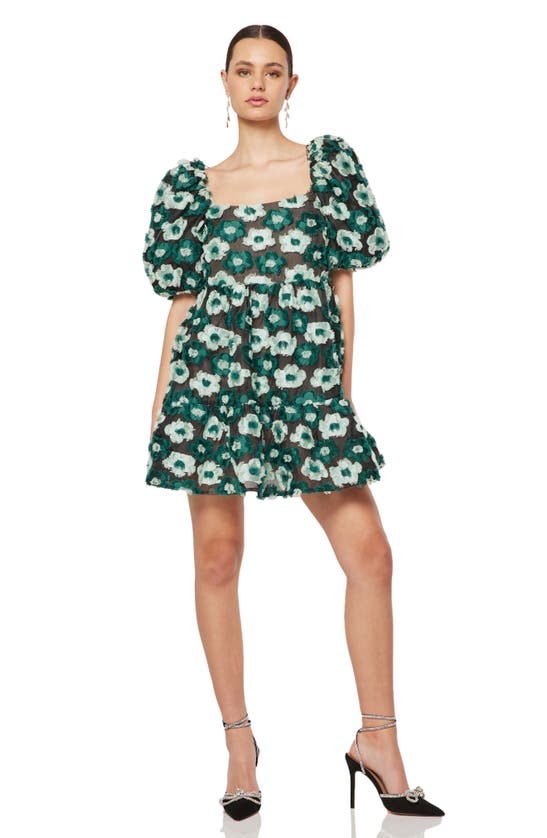 Elliatt Helene Floral Puff Sleeve Babydoll Dress In Green Multi ModeSens