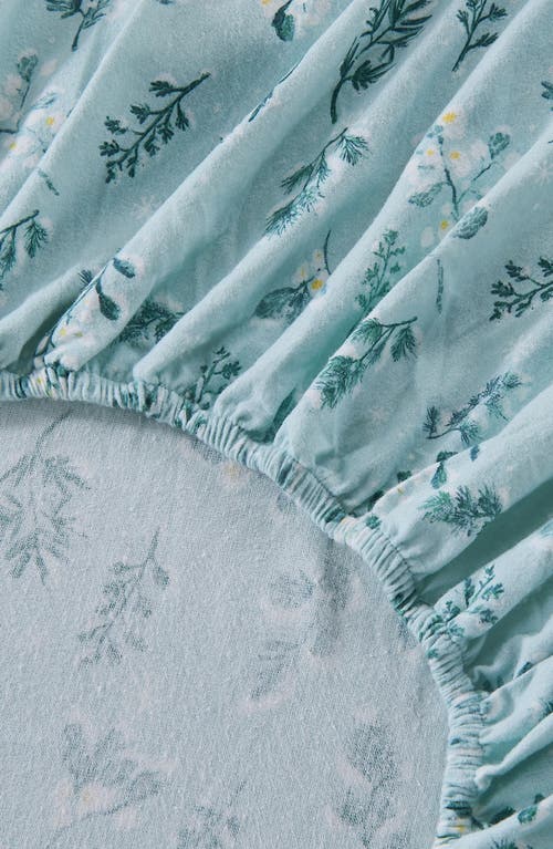 Woven & Weft Floral Print Cotton Flannel Sheet Set In Snowy Botanical