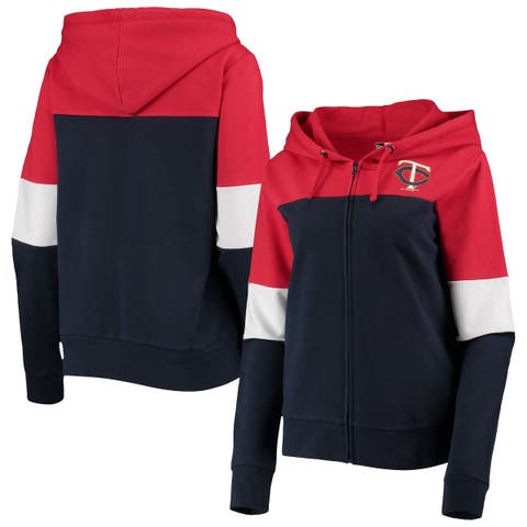 New England Patriots New Era Women's Throwback Colorblock Full-Zip Hoodie -  Red/Navy