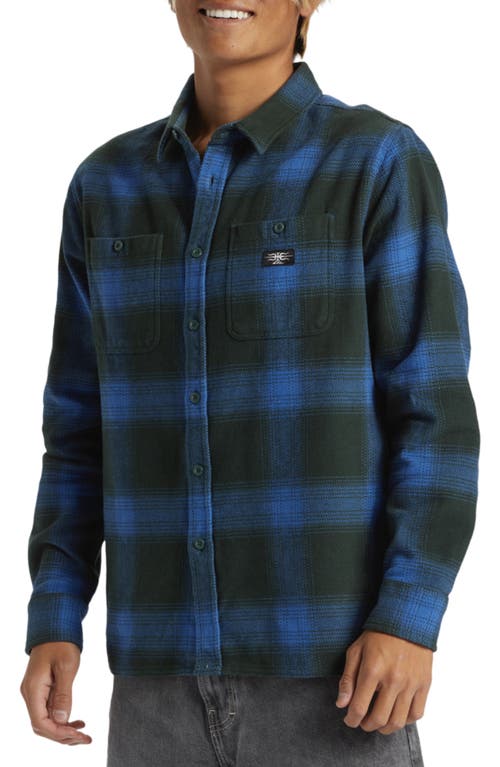 Shop Quiksilver Mercury Plaid Organic Cotton Flannel Button-up Shirt In Corsucan Blue Mercury Flannel