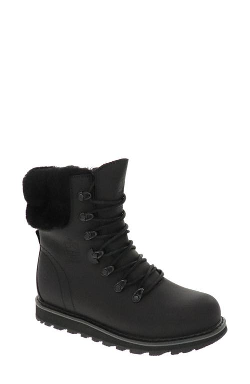 Royal Canadian Cambridge Waterproof Boot with Genuine Shearling Trim in All Black