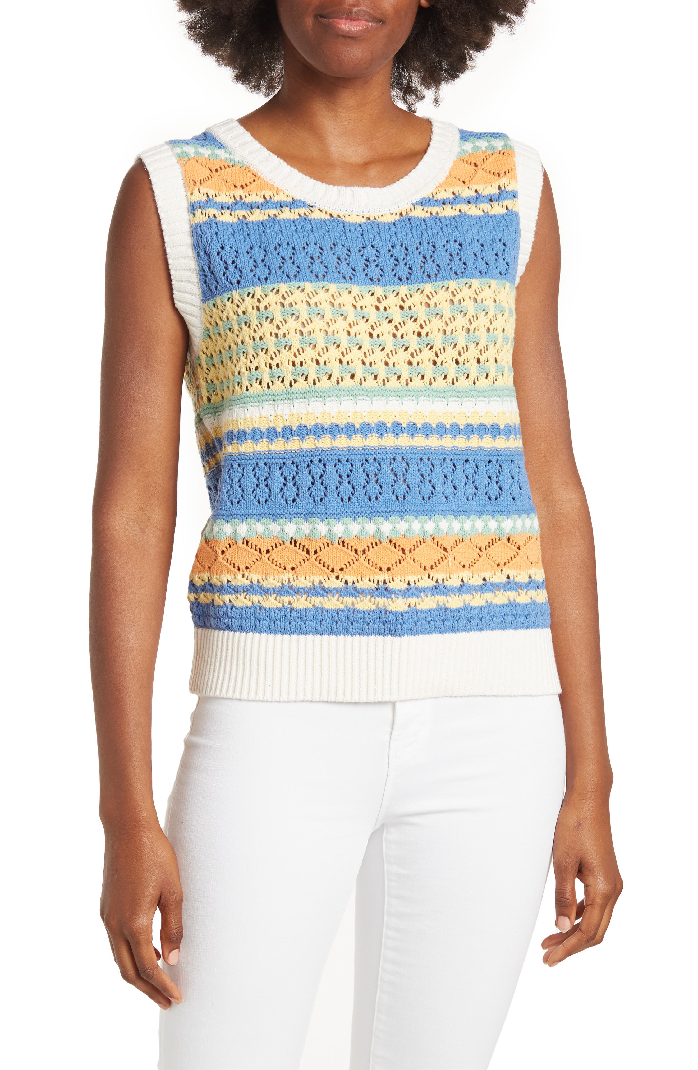 Vigoss Colorblock Crochet Sweater 